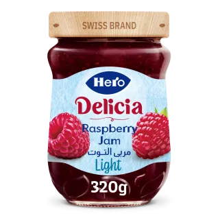Hero Delicia Raspberry jam- Light- 320 gm
