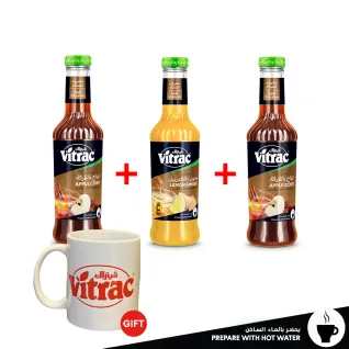 2 Vitrac Apple Cider Syrup + Lemon Ginger 635ml + FREE Mug